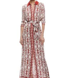 Alice + Olivia Chassidy Maxi Shirt Dress in Fatal Attraction Off White (Small)